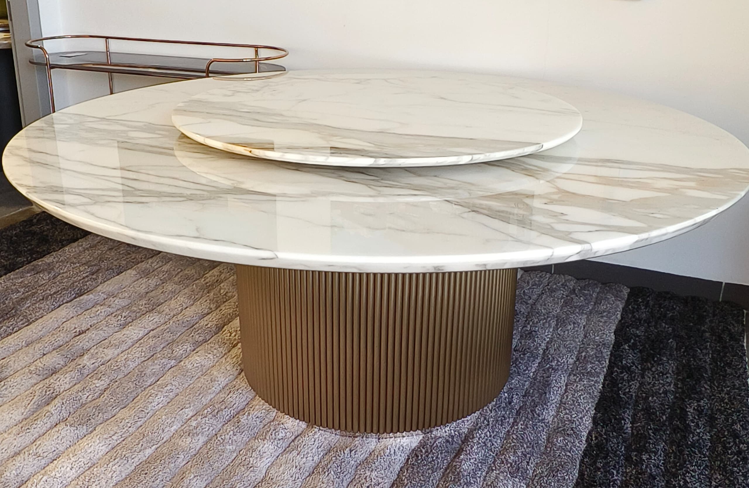 Marble Table Top with Stainless Steel Base